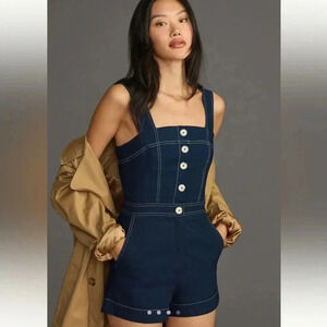 Maeve Denim Edition Colette The Portside Button-Front Romper Size 12 NWT